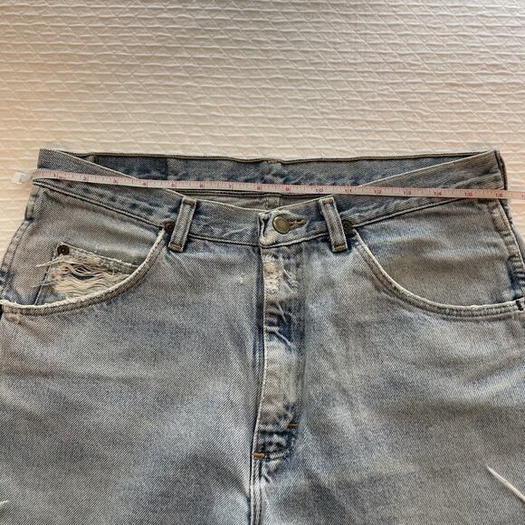Wrangler Denim High Rise Cut Off Women Shorts Size 32 Festival Western Rodeo - Picture 9 of 11